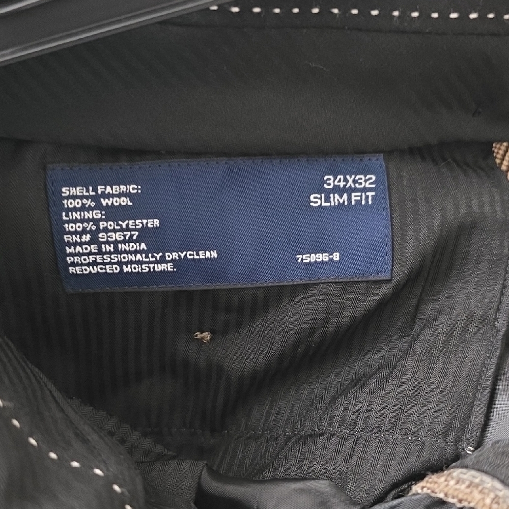 Stafford Signature 100% Wool Brown & Blue Plaid Suit 40R jacket 34×32 Pants - Picture 10 of 12